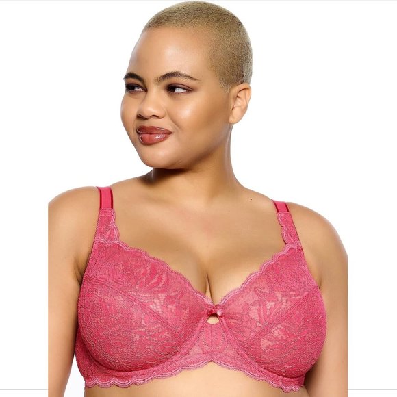 NWT Paramour [ 40H ] Peridot Unlined‎ Lace Bra in Honeysuckle Pink - Picture 14 of 14